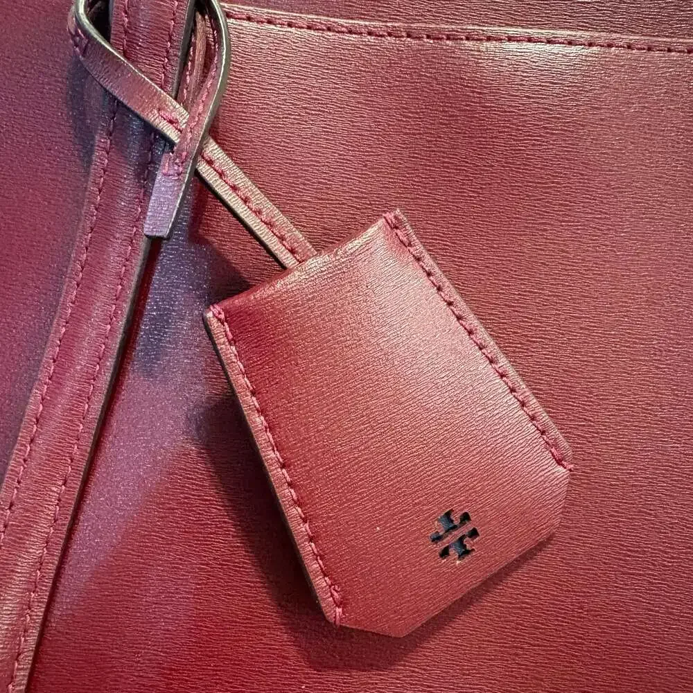 Tory Burch Parker Tote Imperial Garnet Leather Shoulder Bag